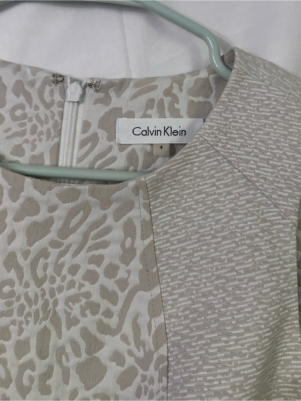 Calvin Klein Beige Animal-Print Midi Sheath Dress - Picture 2 of 3